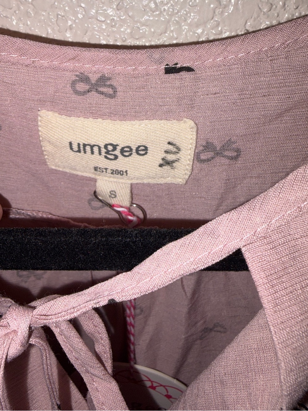 🎀NWT Umgee "Bow🎀 Babydoll Blouse w/3/4 Puff Sleeves w/Ruffles” Mauve💗Black🖤Small - Picture 5 of 14